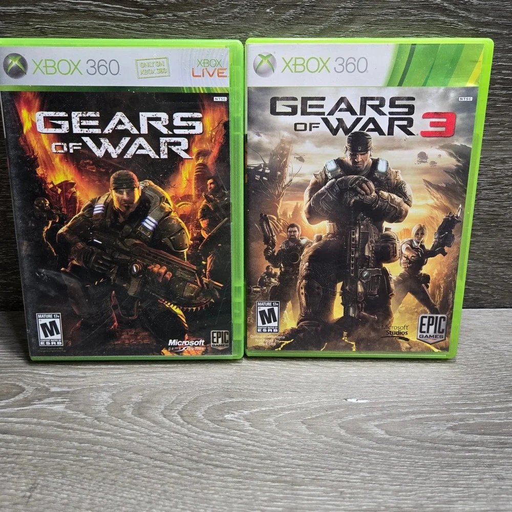 Gears of War 1 & 3 Microsoft Xbox 360 Video Game Lot CIB Complete Manuals Tested